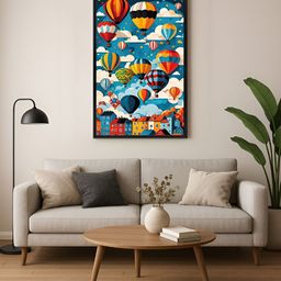 999Store Blue & Yellow Hot Air Balloons Canvas Wall Art-image-47