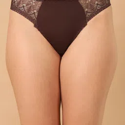 PrettyCat Anti Bacterial Mid Waist Lace Bikini Briefs-PC-PA-7018A-BRN-S-picture-20