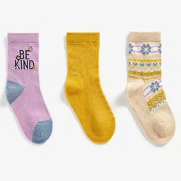 mothercare Girls Pack Of 3 Patterned Printed Ankle-Length Socks-17