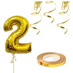 Zyozi 16 inch Single Gold Alphabet Letter Number Balloons With Ribbon - Golden-image-86