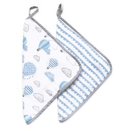 Masilo Organic Muslin Washcloths (Set of 2)  Up, Up & Away (Blue)-21