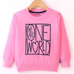 Fido Looper Knit Full Sleeves Sweatshirt With Text Print - Pink-image-30