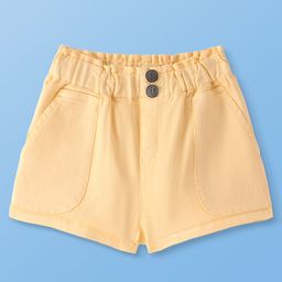 Arias Cotton Stretch Paper Bag Elasticated Waist Overdyed Shorts -Yellow-image-68