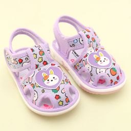 Cute Walk by Babyhug Velcro Closure Sandals with Bunny Applique & Print - Purple-image-5
