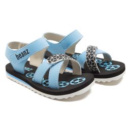 Beanz Abstract  Designed Velcro Closure Sandals -  Light Blue & Black-image-34