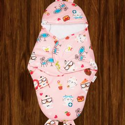 Mittenbooty Bunny Wrapper or swaddle in holland velvet Love print Pink-image-92