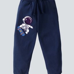 KAVEE Pure Cotton Astronaut Printed Bio Washed Joggers - Navy Blue-image-61