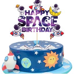 ZYOZI Space Theme Cake Topper, Space Theme Birthday Cake Decoration - Purple-22
