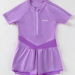 Mark & Mia Half Sleeves Legged Swimsuit - Purple-12