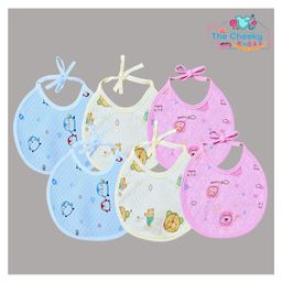 The Cheeky Kidzz Baby Pack Of 6 Premium Feeding Aprons Bibs Cute Attractive Designs Knot Set (MIXED COLORS; 0-12 MONTHS)-26
