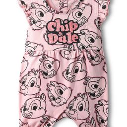 Babyhug Disney Interlock Knit Frill Sleeves Romper with Chip & Dale Print - Light Pink-image-88
