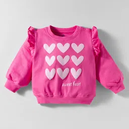 Doodle Poodle 100% Cotton Knit Full Sleeves Sweatshirt With Heart Print - Pink-picture-12