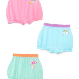 SuperBottoms Bamboo Knit Pack Of 3 Rainbow & Bunny Printed Super Soft Bloomers - Green Blue & Pink-picture-10