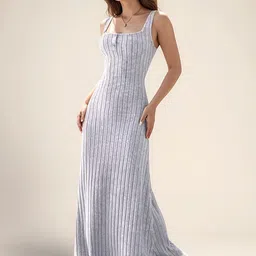 Outzidr Women Striped A-Line Maxi Dress-image-16