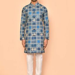 Arihant Rai Sinha Men Floral Printed Regular Pure Cotton Kurta with Churidar-image-78