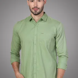 D Finish Men Solid Spread Collar Cotton Casual Shirt-image-81