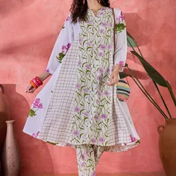 RangDeep Women Floral Printed Regular Pure Cotton Kurta with Trousers-picture-10