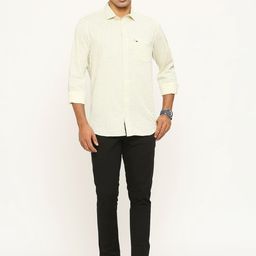 Basics Spread Collar Relaxed Slim Fit Cotton Shirt-image-72