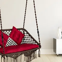 Swingzy Brown & Red Square Shaped Hammock Swing With Cushion-21