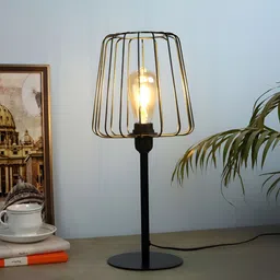 Two Moustaches Gold Toned Metal Table Lamp-image-49