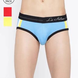 La Intimo Multicolored Comfort Fit Striped Briefs - Pack Of 3-image-4