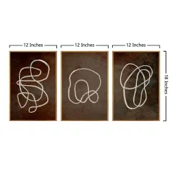 999Store Brown Canvas Wall Painting Panel With Fibre Frame - Set of 3 image 5