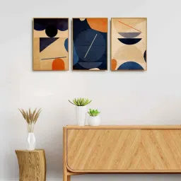999Store Multicolor Canvas Wall Painting Panel With Fibre Frame - Set of 3 image 1