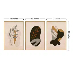 999Store Cream Canvas Wall Painting Panel With Fibre Frame - Set of 3 image 5
