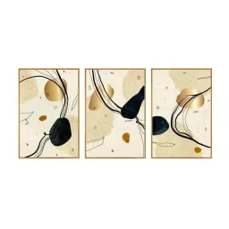 999Store Cream Canvas Wall Painting Panel With Fibre Frame - Set of 3 image 2