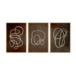 999Store Brown Canvas Wall Painting Panel With Fibre Frame - Set of 3 image 2
