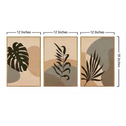 999Store Brown Canvas Wall Painting Panel With Fibre Frame - Set of 3 image 5