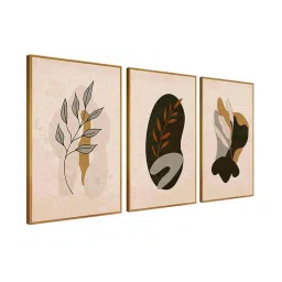 999Store Cream Canvas Wall Painting Panel With Fibre Frame - Set of 3 image 3