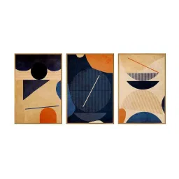 999Store Multicolor Canvas Wall Painting Panel With Fibre Frame - Set of 3 image 2