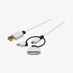 Nedis Koing 3-In-1 Sync & Charge Apple Lighting Cable, Micro-USB & 30- Pin Dock Adapter(White)-image-6