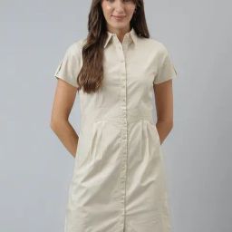 Latin Quarters Beige Shirt Dress-image-84