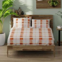 Bianca Organica Brown & Orange Cotton 180 TC 130 GSM King Size Bedsheet With 2 Pillow Covers-image-25