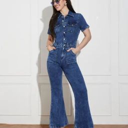 Miss Chase Blue Denim Solid Jumpsuit-picture-6