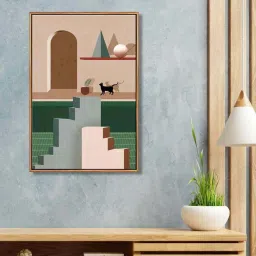 999Store Multicolor Canvas Wall Painting Panel With Fibre Frame image 1
