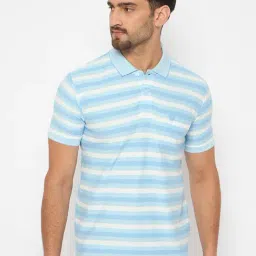 Duke Blue Blended Regular Fit Striped Polo T-Shirt-picture-12
