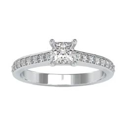 Emori 18k White Gold & Diamond Sparkling Princess Cut Ring-image-54