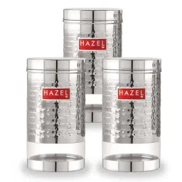 HAZEL Silver Stainless Steel Storage Jars (900 ml) - Set of 3-image-79