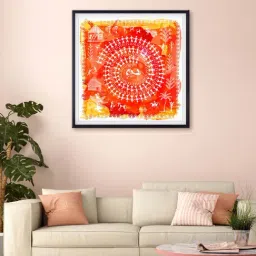 999store Orange & Yellow Ancient Cultural Printed Canvas Painting-25
