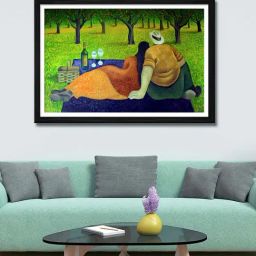 999store Green & Blue Printed Abstract Art Canvas Painting-image-17