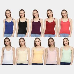 Dollar Missy Multicolor Cotton Camisole - Pack of 10-image-102