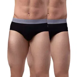 UnderJeans by Spykar Black Briefs - Pack of 2-image-96