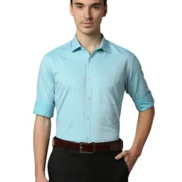 Park Avenue Teal Slim Fit Shirt-image-61