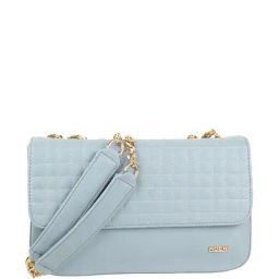Mochi Light Blue Textured Medium Sling Handbag-image-77