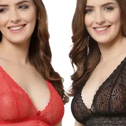 Cukoo Black & Red Lace Full Coverage Bra (Pack Of 2)-picture-28