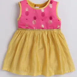 Many Frocks Kids Pink & Yellow Embroidered Dress-image-96