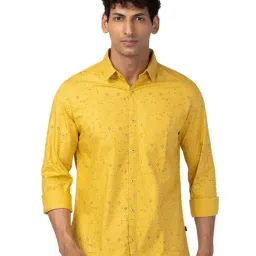 Spykar Sulphur Yellow Regular Slim Fit Printed Shirt-image-8